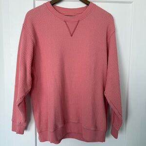 EUC Aerie Waffle Crewneck Sweatshirt - Pink - Size Small